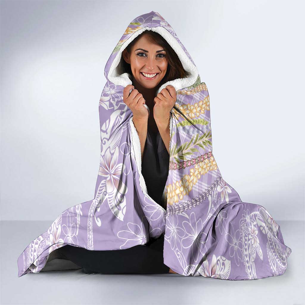 Purple Palaka Hawaii Leis Hooded Blanket Hawaiian-plaid Elegant Tropical Vibes LT14 - Polynesian Pride