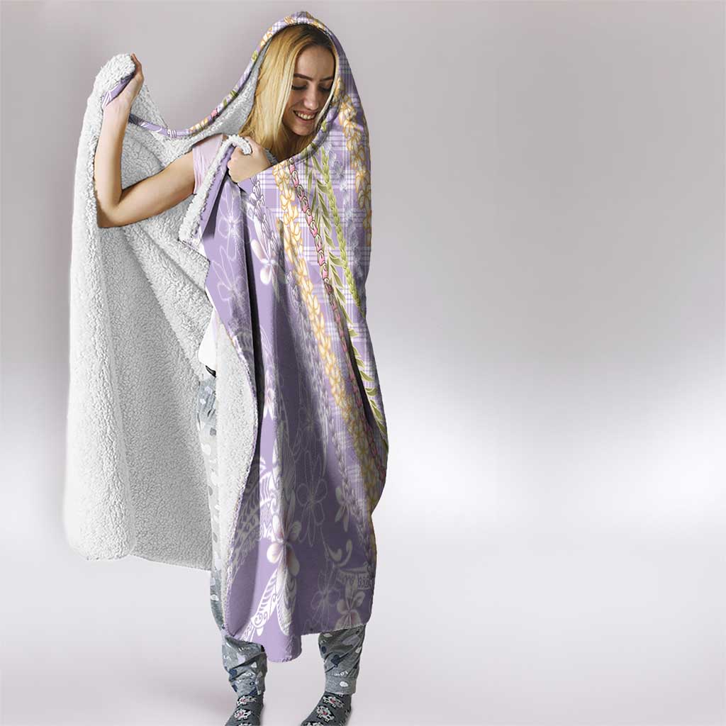 Purple Palaka Hawaii Leis Hooded Blanket Hawaiian-plaid Elegant Tropical Vibes LT14 - Polynesian Pride