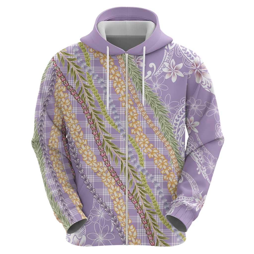 Purple Palaka Hawaii Leis Hoodie Hawaiian-plaid Elegant Tropical Vibes - Polynesian Pride