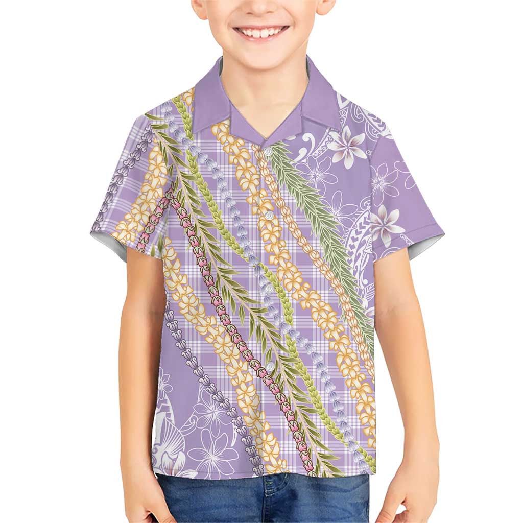 Purple Palaka Hawaii Leis Kid Hawaiian Shirt Hawaiian-plaid Elegant Tropical Vibes LT14 Kid Purple - Polynesian Pride
