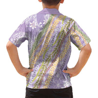 Purple Palaka Hawaii Leis Kid Hawaiian Shirt Hawaiian-plaid Elegant Tropical Vibes - Polynesian Pride