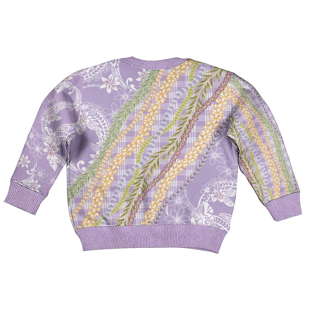 Purple Palaka Hawaii Leis Kid Ugly Christmas Sweater Hawaiian-plaid Elegant Tropical Vibes LT14 - Polynesian Pride