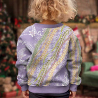 Purple Palaka Hawaii Leis Kid Ugly Christmas Sweater Hawaiian-plaid Elegant Tropical Vibes LT14 - Polynesian Pride