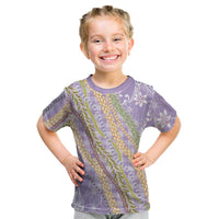 Purple Palaka Hawaii Leis Kid T Shirt Hawaiian-plaid Elegant Tropical Vibes LT14 Purple - Polynesian Pride