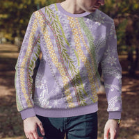 Purple Palaka Hawaii Leis Ugly Christmas Sweater Hawaiian-plaid Elegant Tropical Vibes - Polynesian Pride