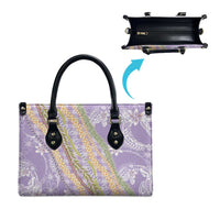 Purple Palaka Hawaii Leis Leather Bag Hawaiian-plaid Elegant Tropical Vibes - Polynesian Pride