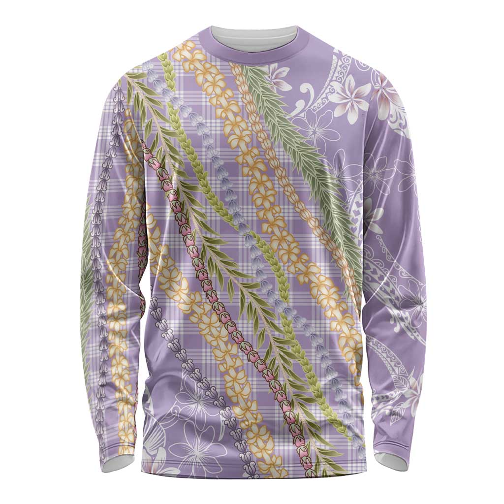 Purple Palaka Hawaii Leis Long Sleeve Shirt Hawaiian-plaid Elegant Tropical Vibes LT14 Unisex Purple - Polynesian Pride