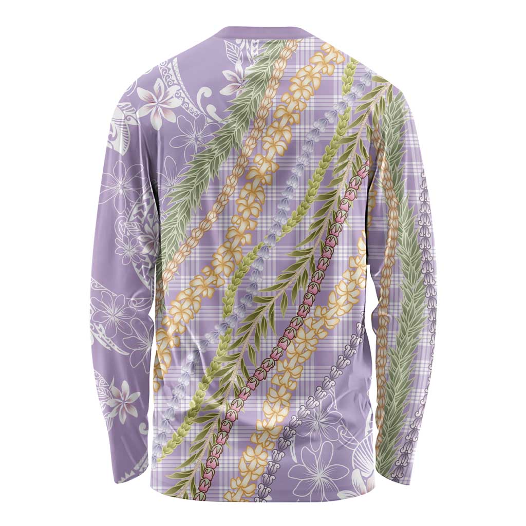 Purple Palaka Hawaii Leis Long Sleeve Shirt Hawaiian-plaid Elegant Tropical Vibes LT14 - Polynesian Pride