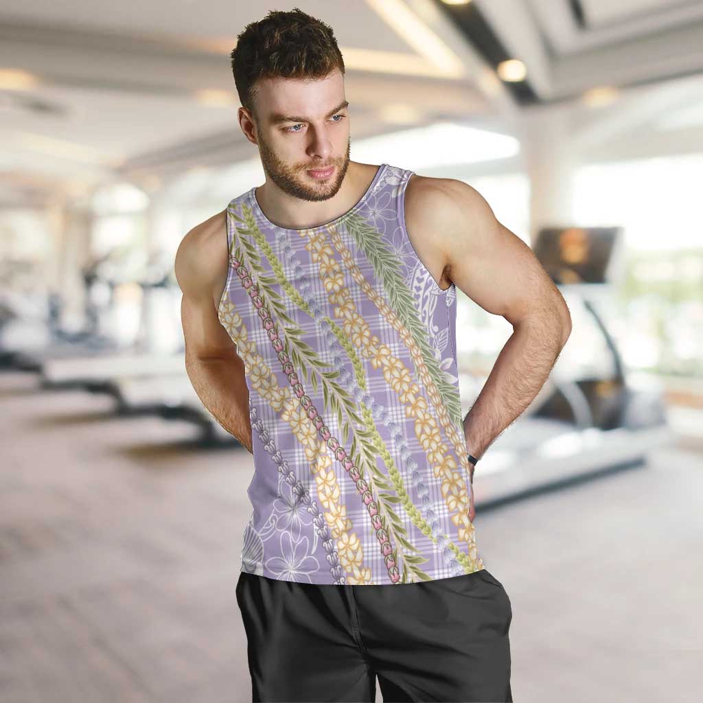 Purple Palaka Hawaii Leis Men Tank Top Hawaiian-plaid Elegant Tropical Vibes LT14 Purple - Polynesian Pride