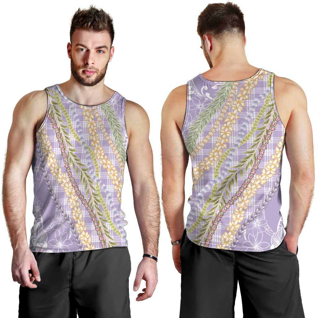 Purple Palaka Hawaii Leis Men Tank Top Hawaiian-plaid Elegant Tropical Vibes LT14 - Polynesian Pride