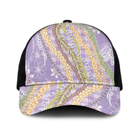 Purple Palaka Hawaii Leis Mesh Trucker Cap Hawaiian-plaid Elegant Tropical Vibes - Polynesian Pride