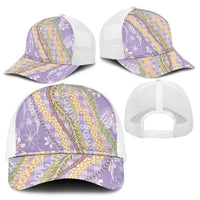 Purple Palaka Hawaii Leis Mesh Trucker Cap Hawaiian-plaid Elegant Tropical Vibes - Polynesian Pride