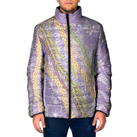 Purple Palaka Hawaii Leis Padded Jacket Hawaiian-plaid Elegant Tropical Vibes LT14 Men Purple - Polynesian Pride