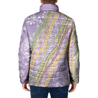 Purple Palaka Hawaii Leis Padded Jacket Hawaiian-plaid Elegant Tropical Vibes LT14 - Polynesian Pride