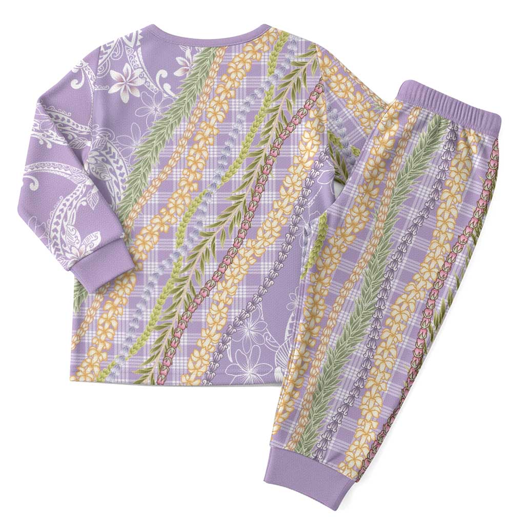 Purple Palaka Hawaii Leis Christmas Pajama Set Hawaiian-plaid Elegant Tropical Vibes LT14 - Polynesian Pride