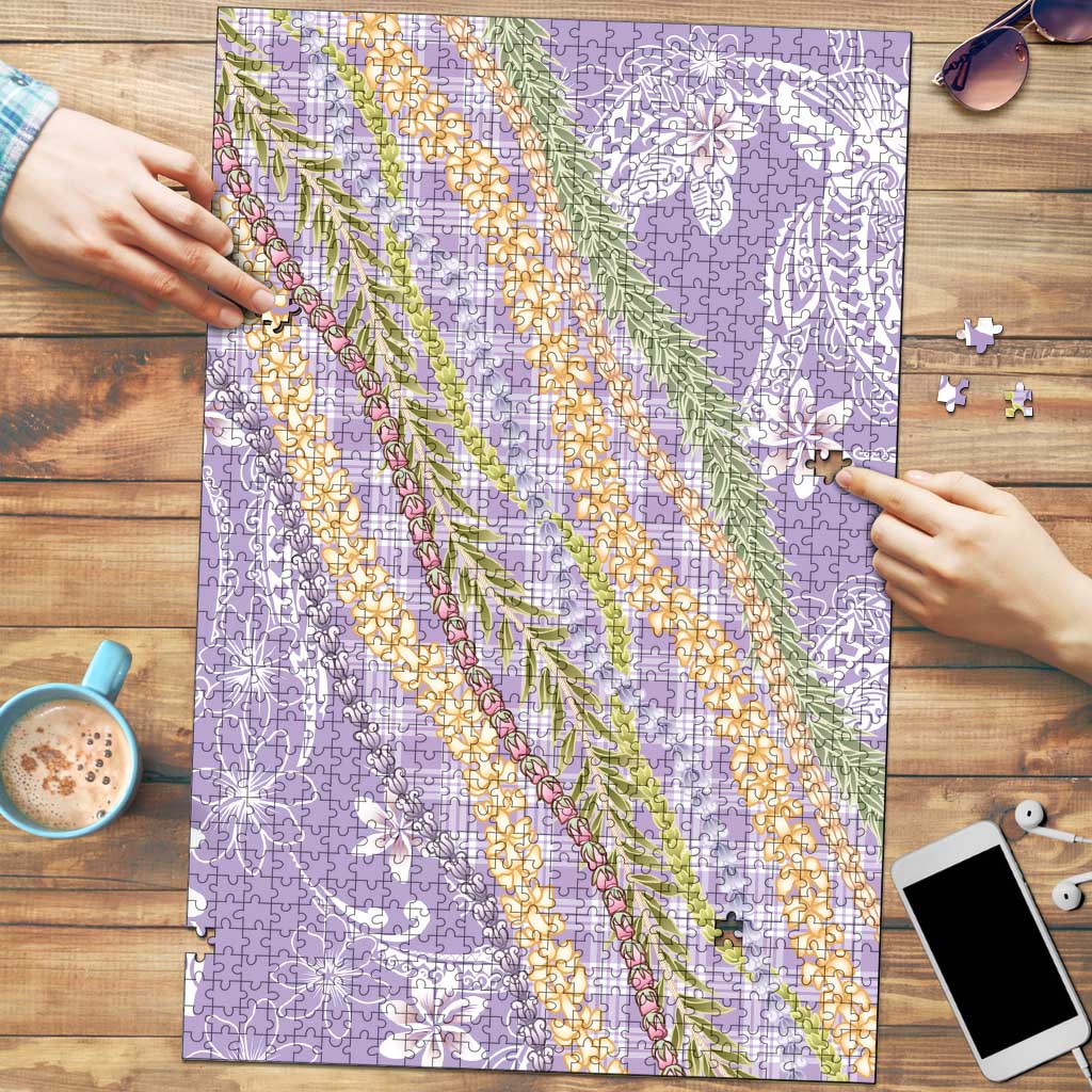 Purple Palaka Hawaii Leis Puzzle Hawaiian-plaid Elegant Tropical Vibes LT14 Purple - Polynesian Pride