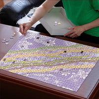 Purple Palaka Hawaii Leis Puzzle Hawaiian-plaid Elegant Tropical Vibes LT14 - Polynesian Pride