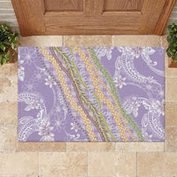 Purple Palaka Hawaii Leis Rubber Doormat Hawaiian-plaid Elegant Tropical Vibes LT14 Purple - Polynesian Pride