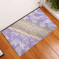 Purple Palaka Hawaii Leis Rubber Doormat Hawaiian-plaid Elegant Tropical Vibes LT14 - Polynesian Pride