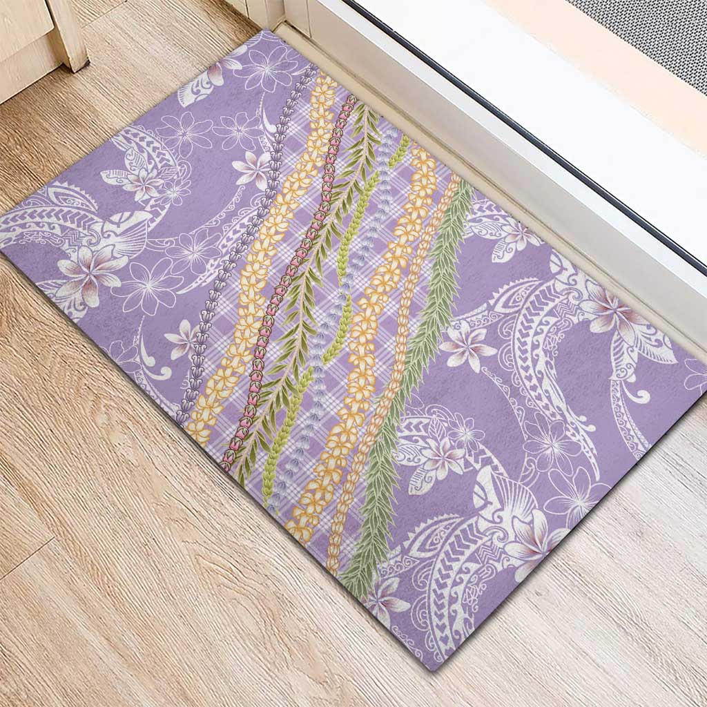 Purple Palaka Hawaii Leis Rubber Doormat Hawaiian-plaid Elegant Tropical Vibes LT14 - Polynesian Pride