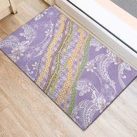 Purple Palaka Hawaii Leis Rubber Doormat Hawaiian-plaid Elegant Tropical Vibes LT14 - Polynesian Pride