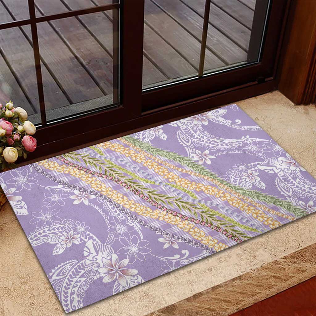 Purple Palaka Hawaii Leis Rubber Doormat Hawaiian-plaid Elegant Tropical Vibes LT14 - Polynesian Pride