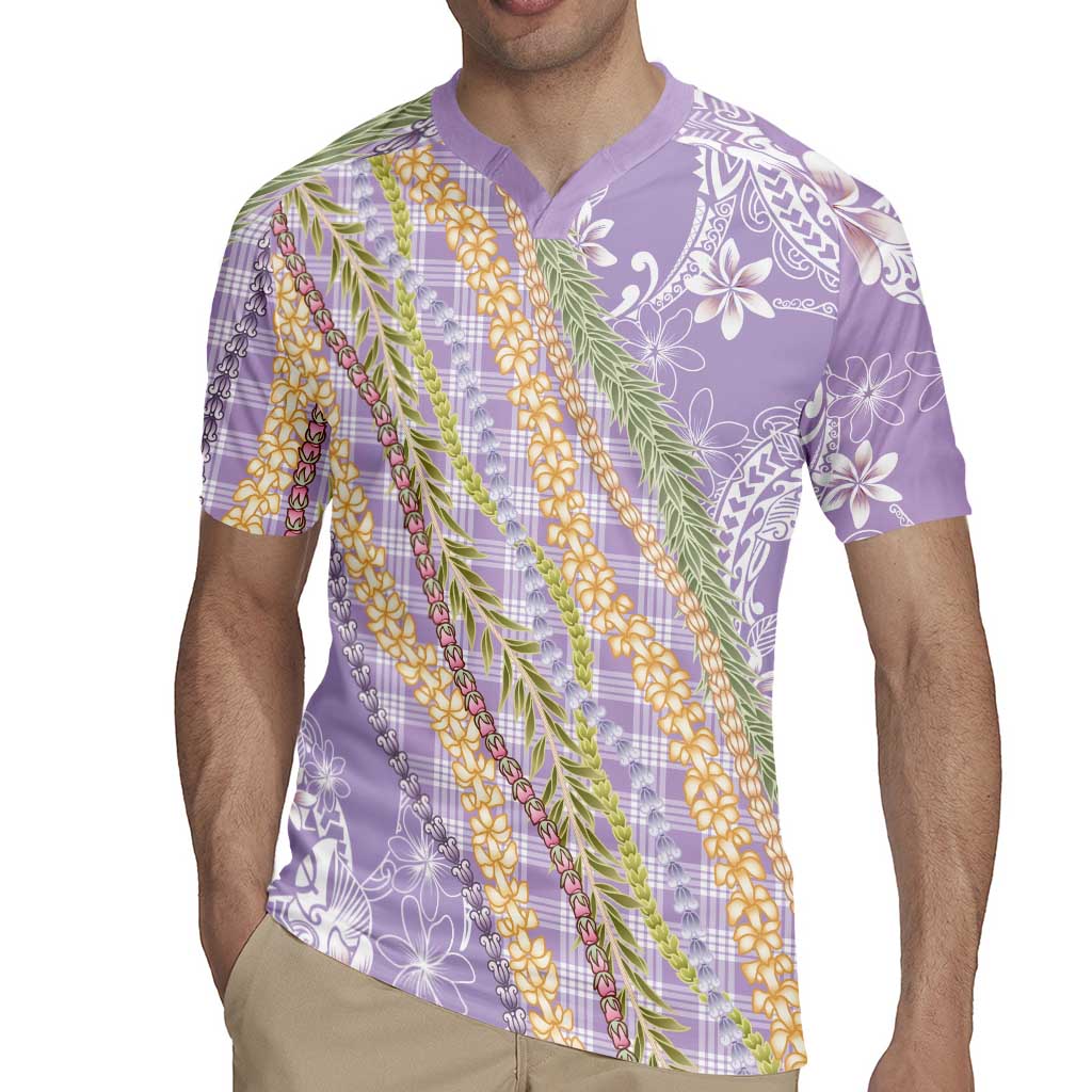 Purple Palaka Hawaii Leis Rugby Jersey Hawaiian-plaid Elegant Tropical Vibes - Polynesian Pride