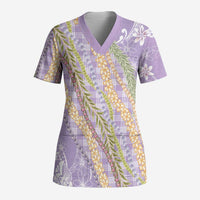 Purple Palaka Hawaii Leis Scrub Top Hawaiian-plaid Elegant Tropical Vibes LT14 Adult Purple - Polynesian Pride