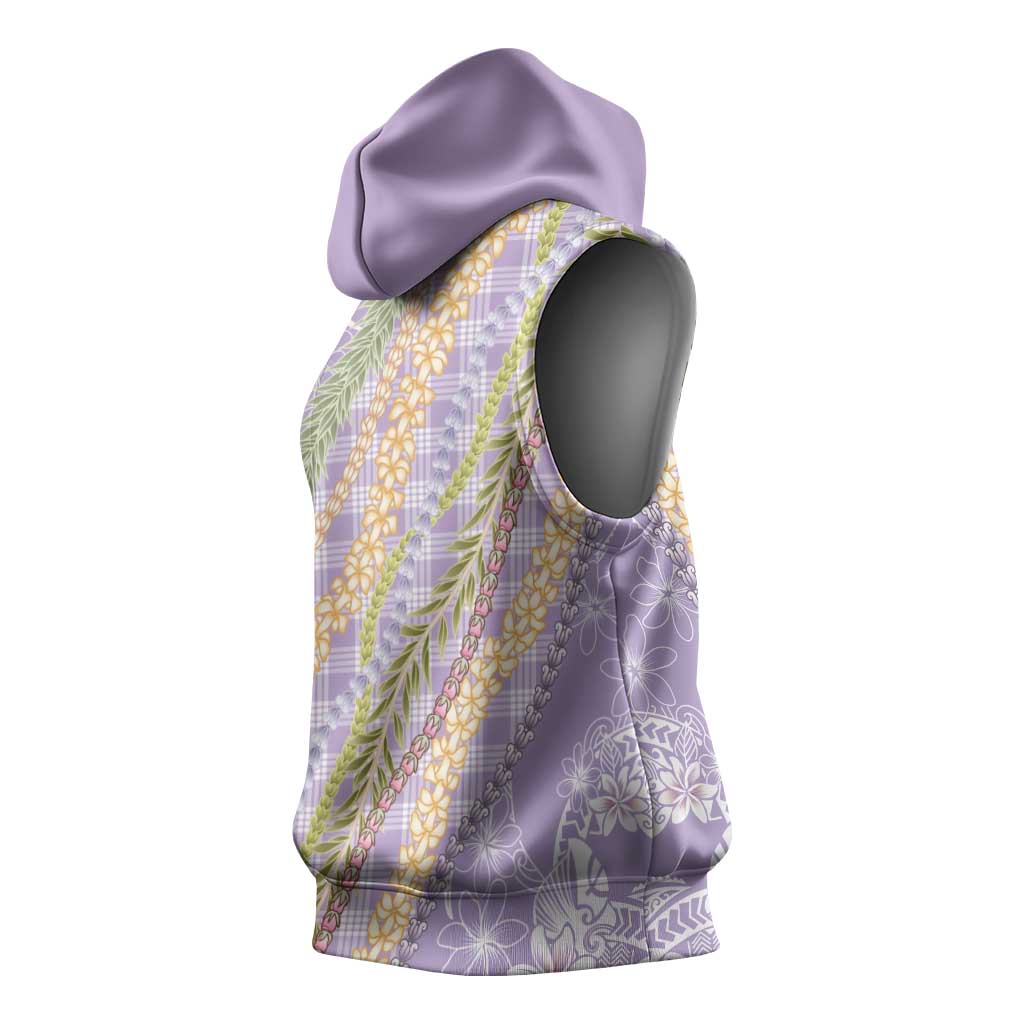 Purple Palaka Hawaii Leis Sleeveless Hoodie Hawaiian-plaid Elegant Tropical Vibes LT14 - Polynesian Pride