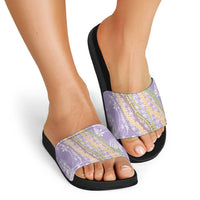 Purple Palaka Hawaii Leis Slide Sandals Hawaiian-plaid Elegant Tropical Vibes - Polynesian Pride