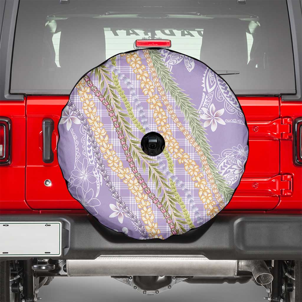 Purple Palaka Hawaii Leis Spare Tire Cover Hawaiian-plaid Elegant Tropical Vibes - Polynesian Pride