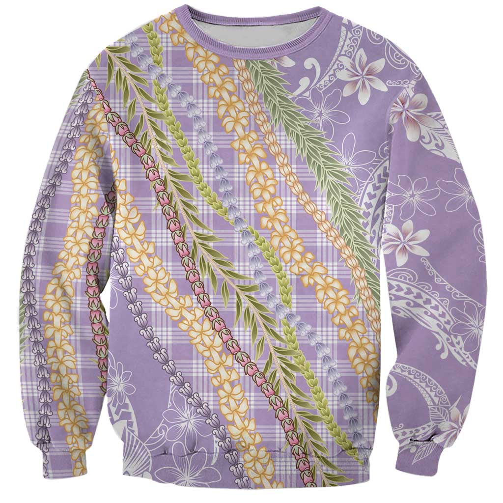 Purple Palaka Hawaii Leis Sweatshirt Hawaiian-plaid Elegant Tropical Vibes LT14 Unisex Purple - Polynesian Pride