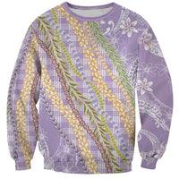 Purple Palaka Hawaii Leis Sweatshirt Hawaiian-plaid Elegant Tropical Vibes LT14 Unisex Purple - Polynesian Pride