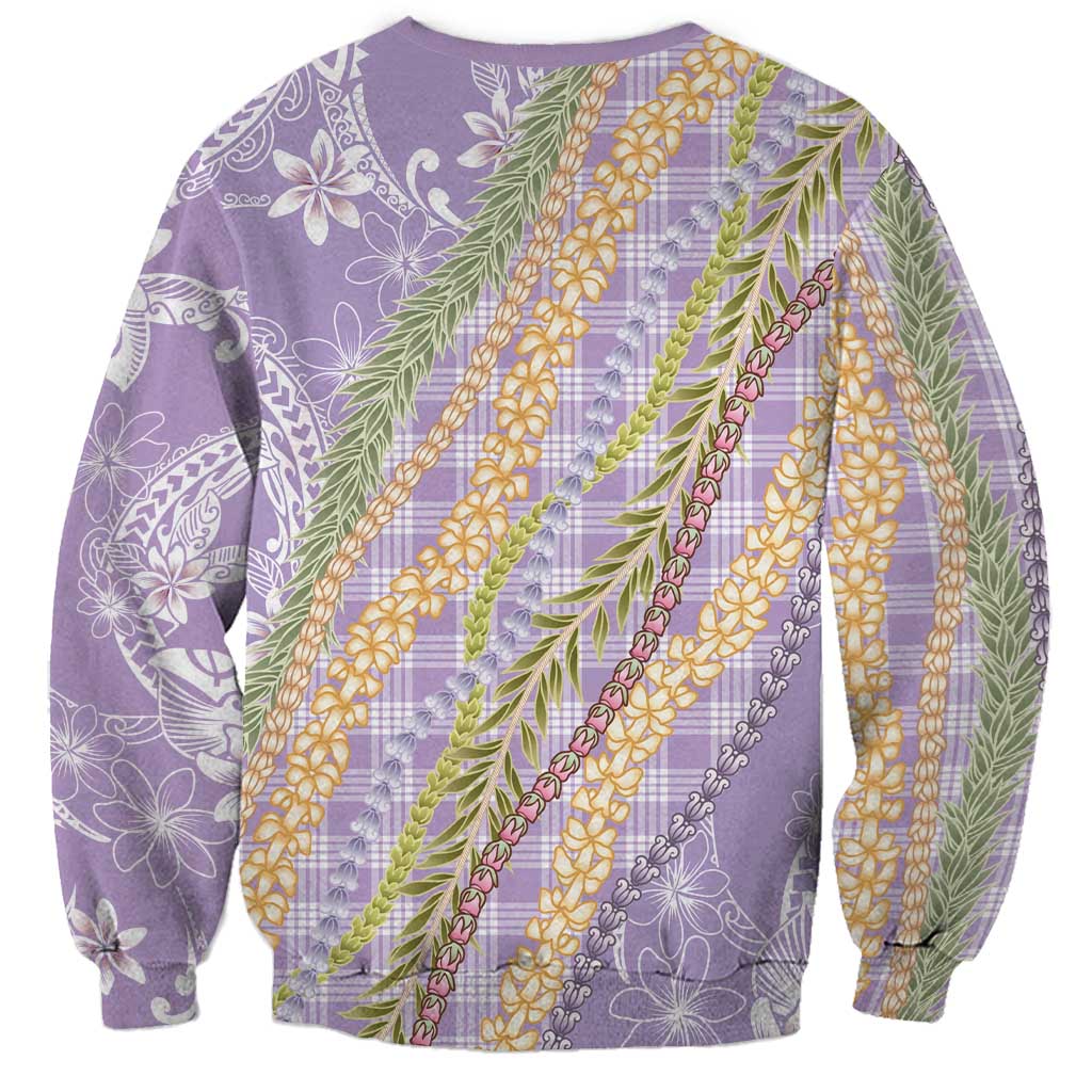 Purple Palaka Hawaii Leis Sweatshirt Hawaiian-plaid Elegant Tropical Vibes LT14 - Polynesian Pride