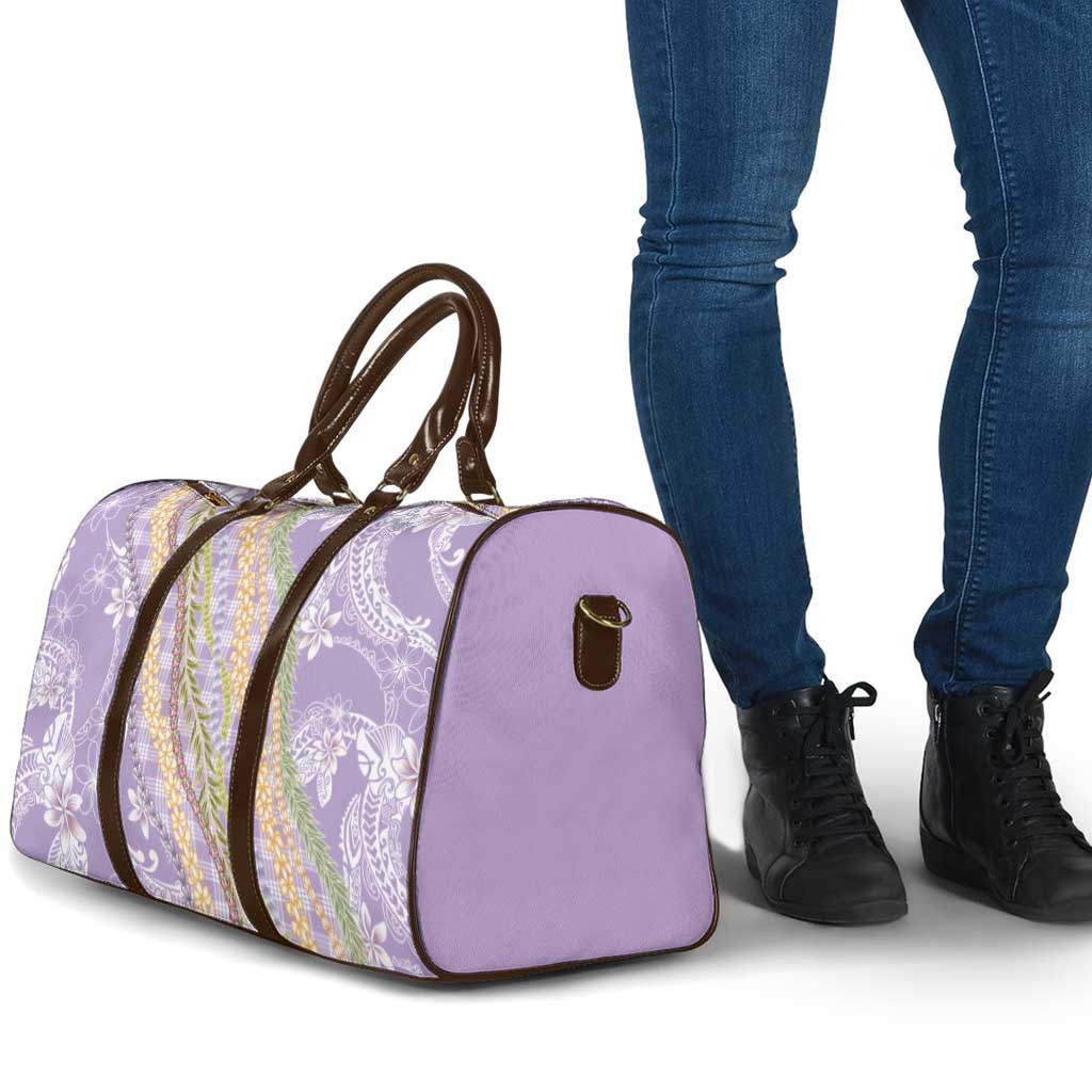 Purple Palaka Hawaii Leis Travel Bag Hawaiian-plaid Elegant Tropical Vibes LT14 - Polynesian Pride