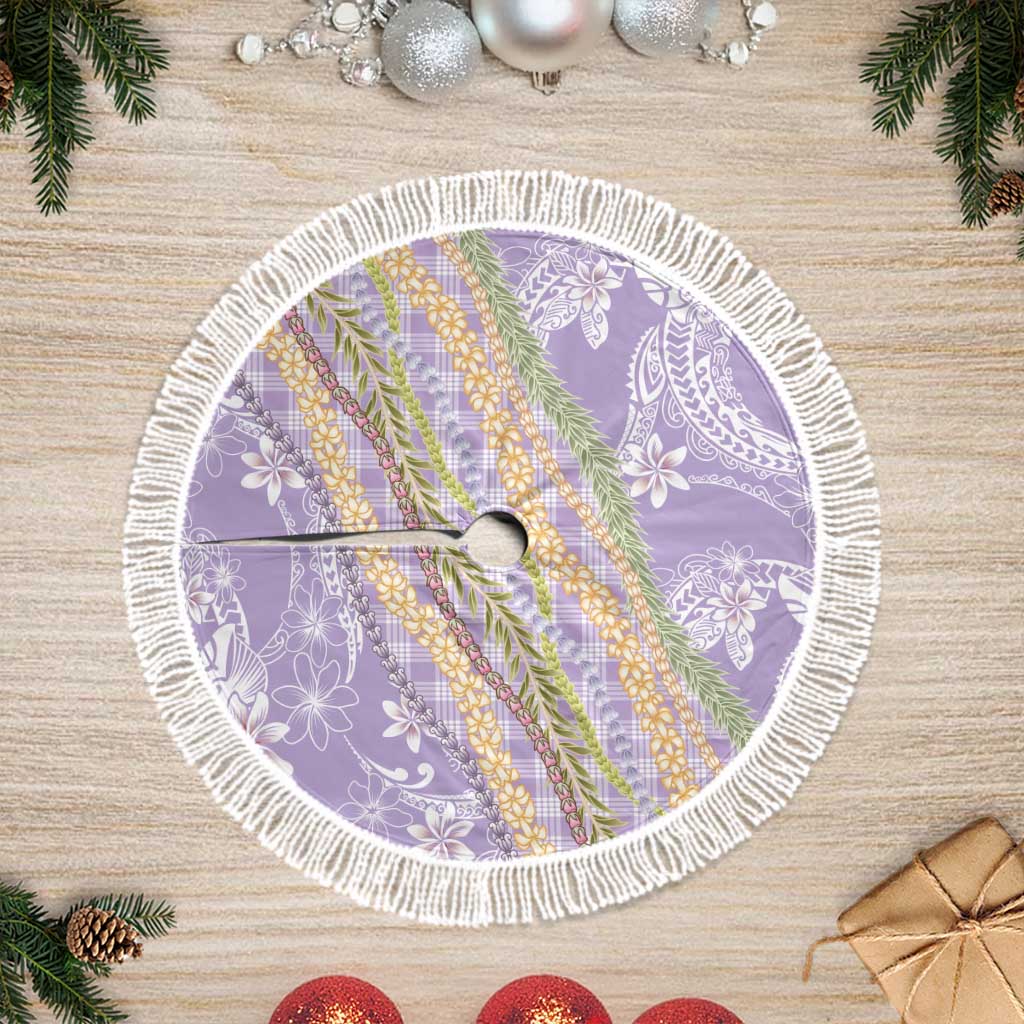 Purple Palaka Hawaii Leis Tree Skirt Hawaiian-plaid Elegant Tropical Vibes LT14 Fringed Purple - Polynesian Pride