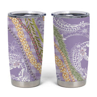Purple Palaka Hawaii Leis Tumbler Cup Hawaiian-plaid Elegant Tropical Vibes - Polynesian Pride