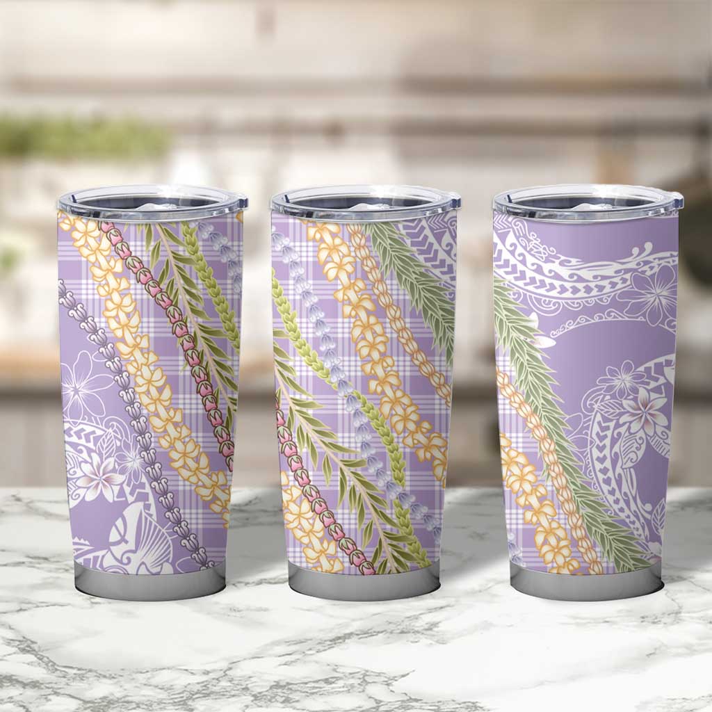 Purple Palaka Hawaii Leis Tumbler Cup Hawaiian-plaid Elegant Tropical Vibes - Polynesian Pride