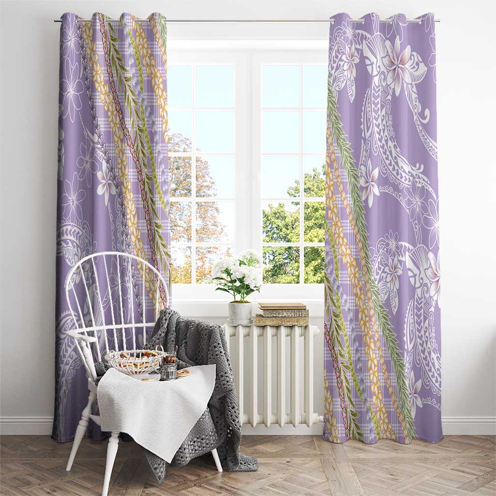 Purple Palaka Hawaii Leis Window Curtain Hawaiian-plaid Elegant Tropical Vibes - Polynesian Pride