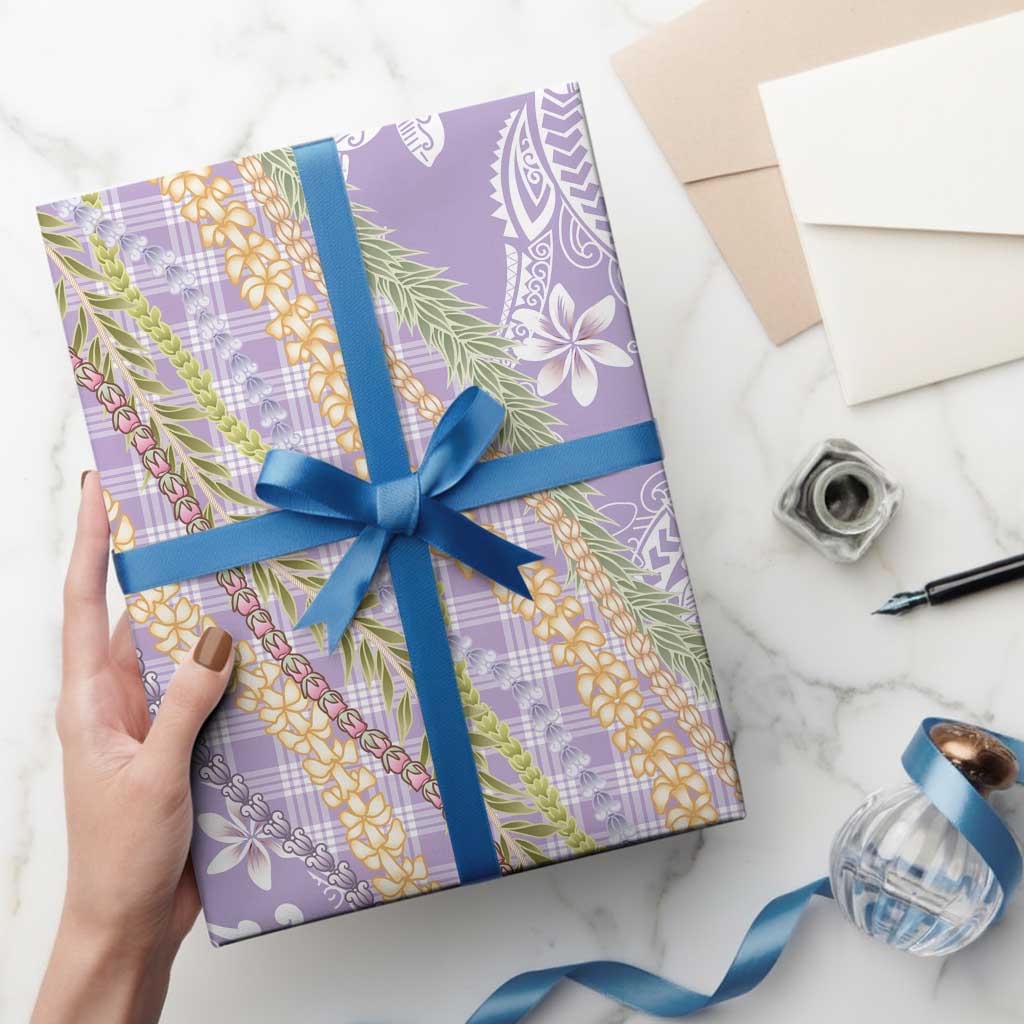 Purple Palaka Hawaii Leis Wrapping Paper Hawaiian-plaid Elegant Tropical Vibes LT14 - Polynesian Pride