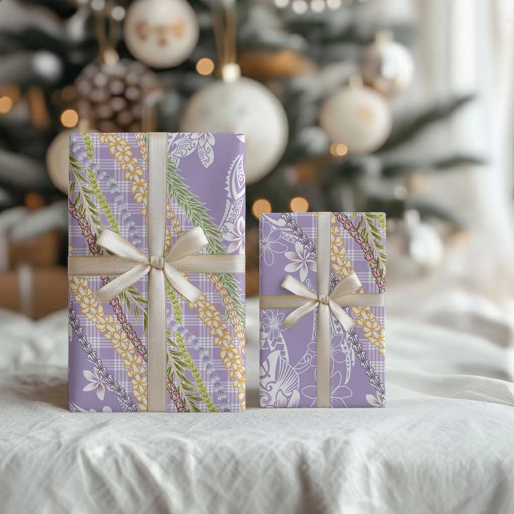 Purple Palaka Hawaii Leis Wrapping Paper Hawaiian-plaid Elegant Tropical Vibes LT14 - Polynesian Pride