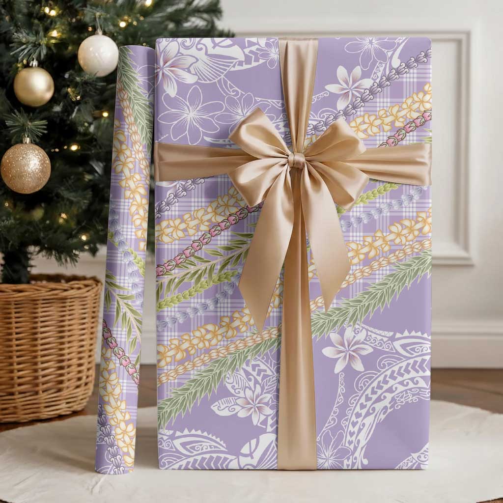 Purple Palaka Hawaii Leis Wrapping Paper Hawaiian-plaid Elegant Tropical Vibes LT14 - Polynesian Pride