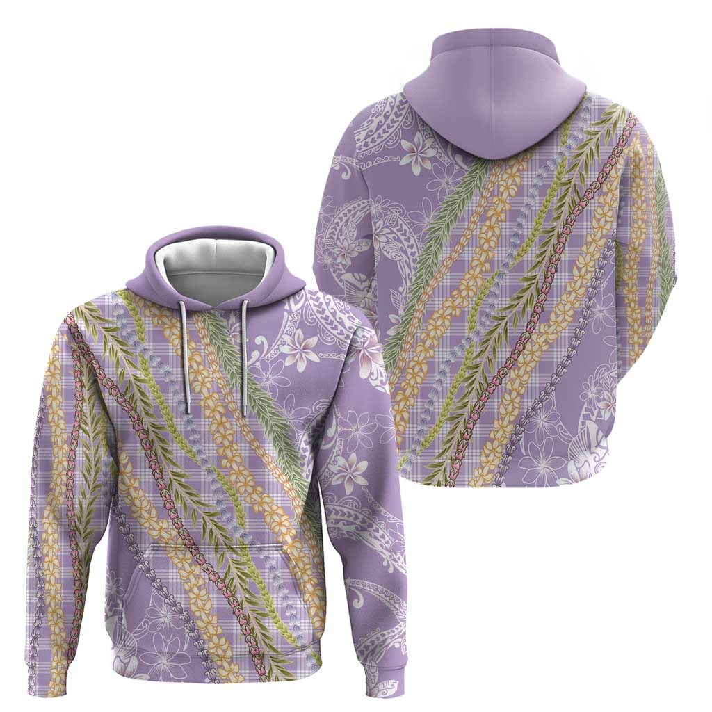 Purple Palaka Hawaii Leis Zip Hoodie Hawaiian-plaid Elegant Tropical Vibes - Polynesian Pride