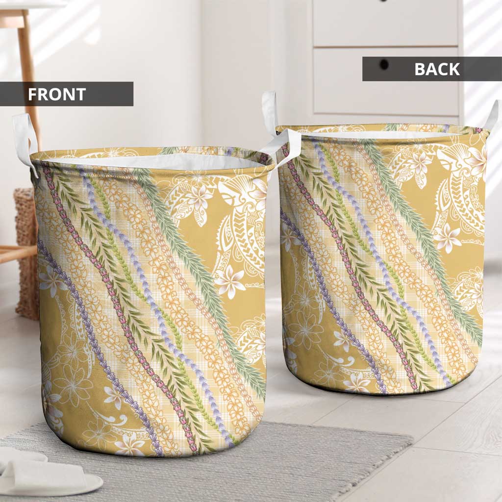 Yellow Palaka Hawaii Leis Laundry Basket Hawaiian-plaid Elegant Tropical Vibes LT14 - Polynesian Pride