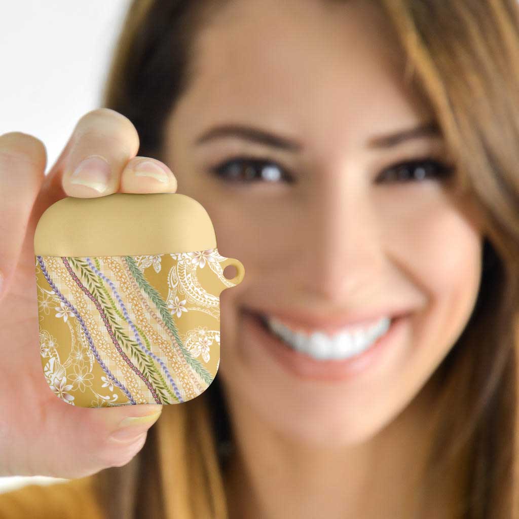 Yellow Palaka Hawaii Leis AirPods Case Hawaiian-plaid Elegant Tropical Vibes LT14 - Polynesian Pride