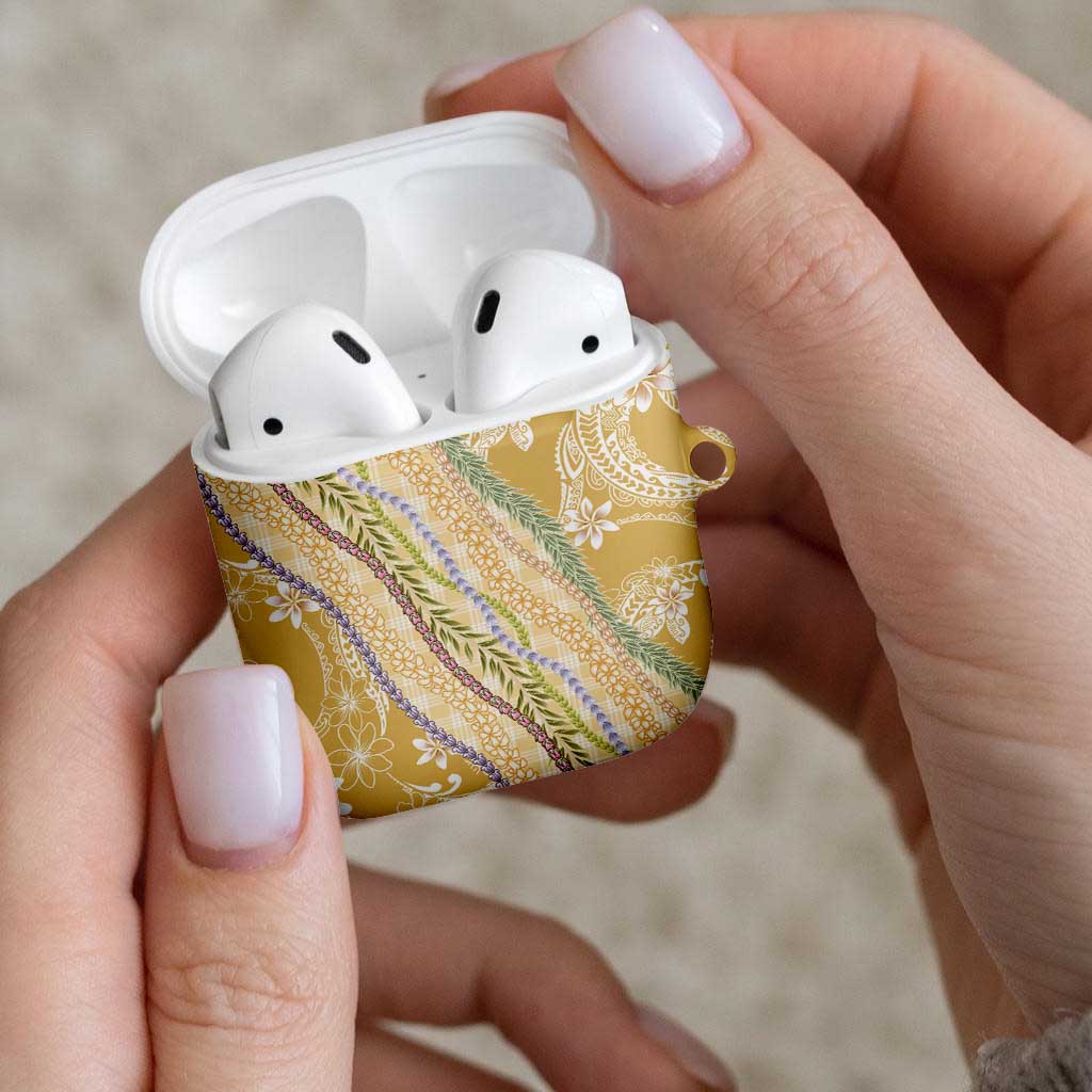 Yellow Palaka Hawaii Leis AirPods Case Hawaiian-plaid Elegant Tropical Vibes LT14 - Polynesian Pride
