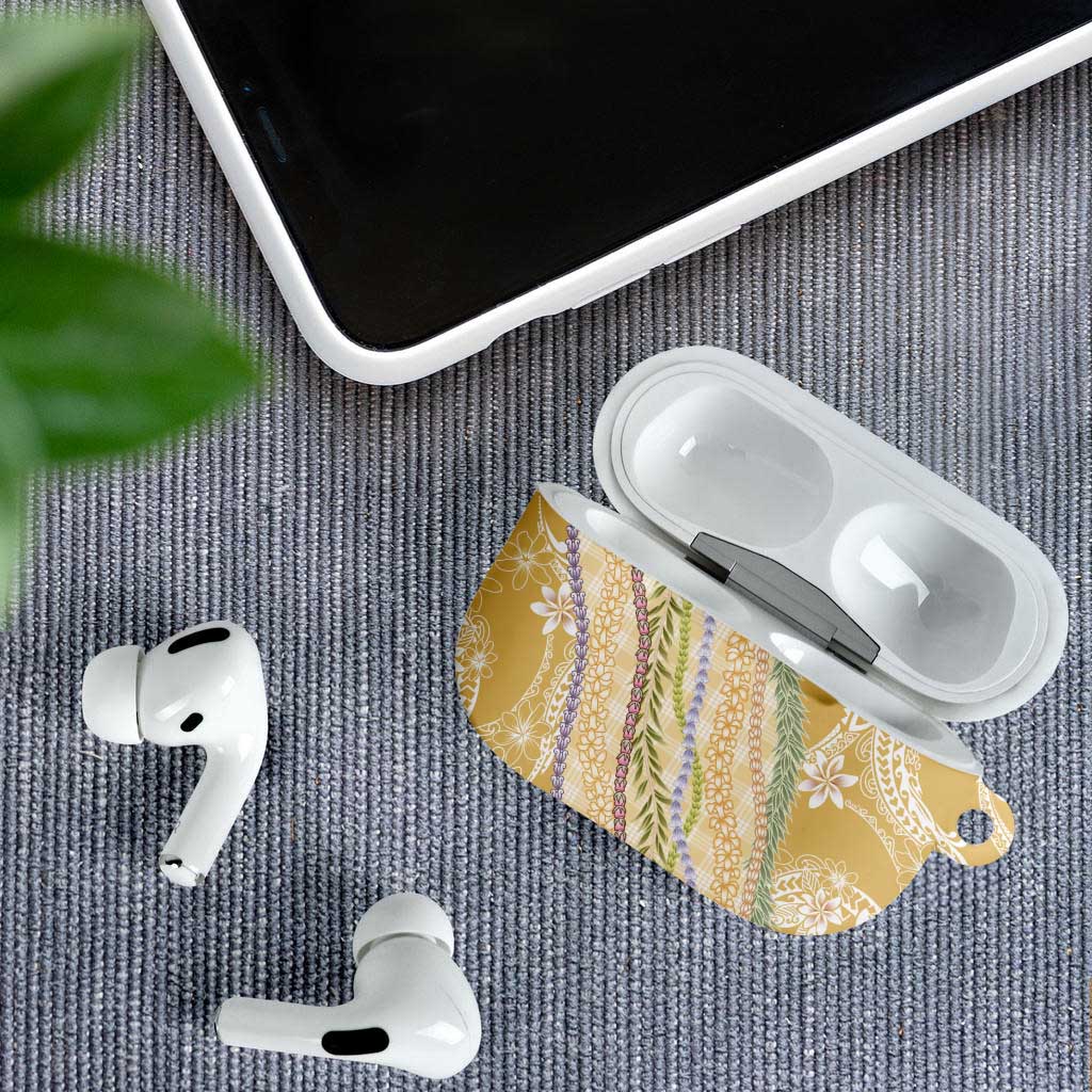 Yellow Palaka Hawaii Leis AirPods Case Hawaiian-plaid Elegant Tropical Vibes LT14 - Polynesian Pride