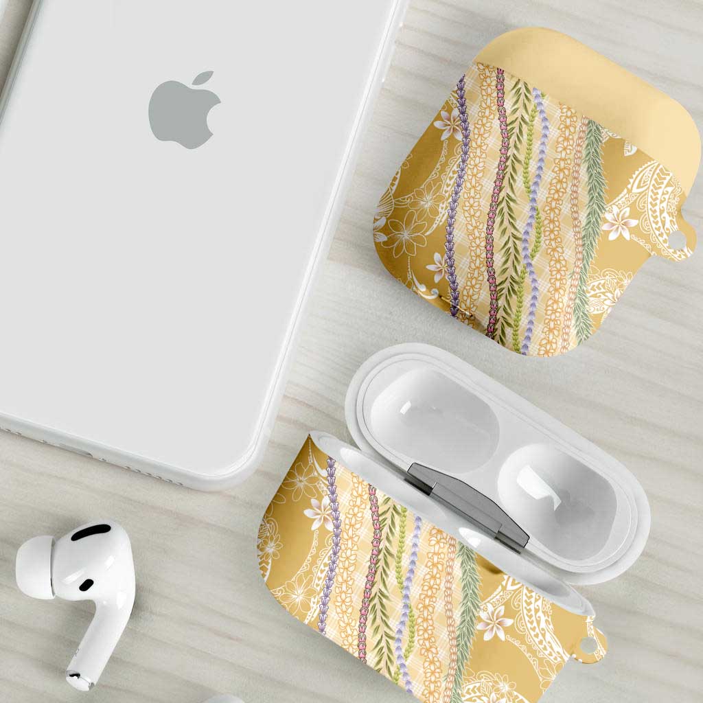 Yellow Palaka Hawaii Leis AirPods Case Hawaiian-plaid Elegant Tropical Vibes LT14 - Polynesian Pride