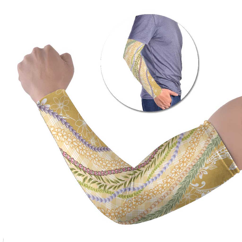 Yellow Palaka Hawaii Leis Arm Sleeves Hawaiian-plaid Elegant Tropical Vibes LT14 Set of 2 Yellow - Polynesian Pride