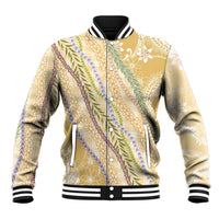 Yellow Palaka Hawaii Leis Baseball Jacket Hawaiian-plaid Elegant Tropical Vibes LT14 Unisex Yellow - Polynesian Pride